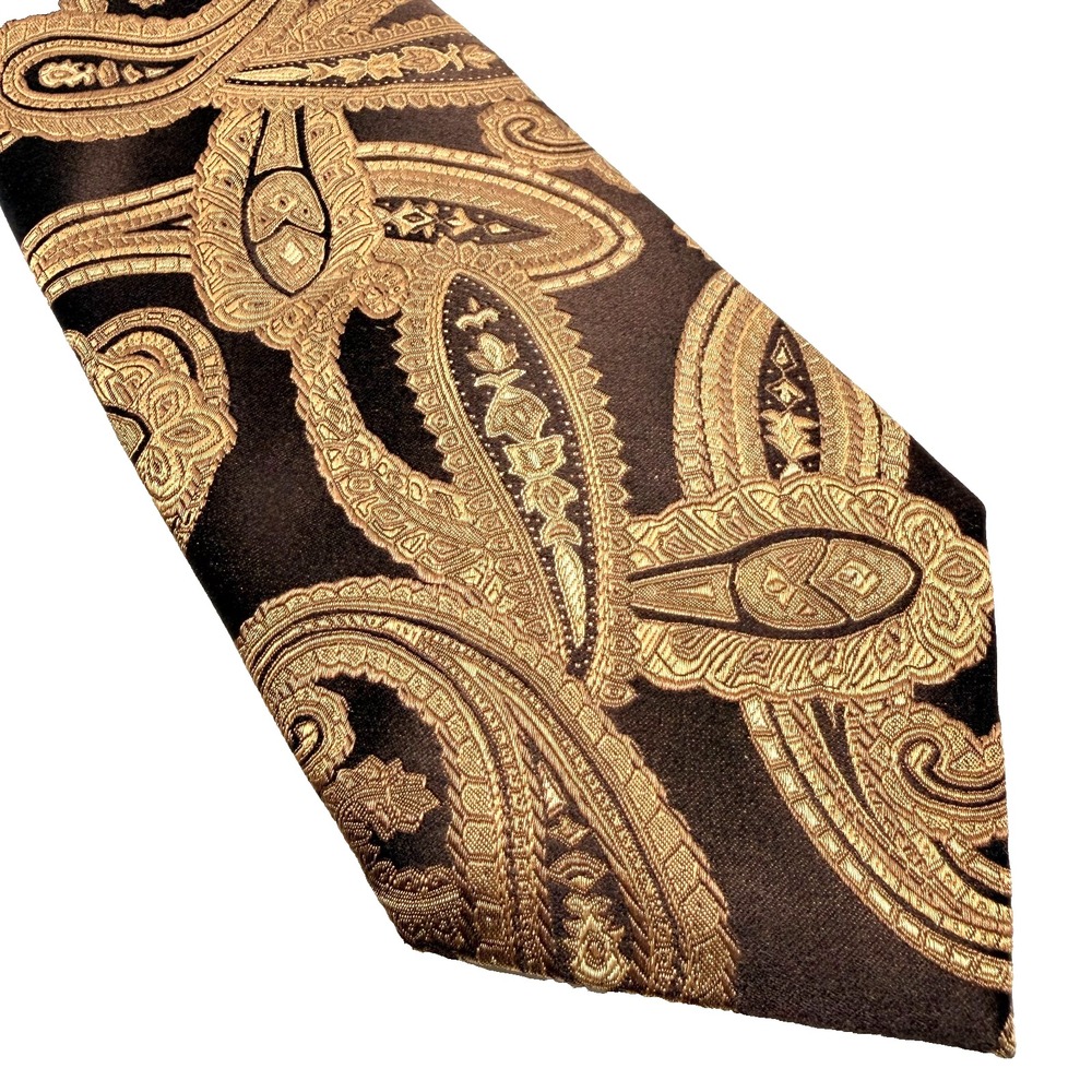 Roberto Villini Couture Silk Tie Burgundy Pink Gold Paisley Luxury Men's Necktie